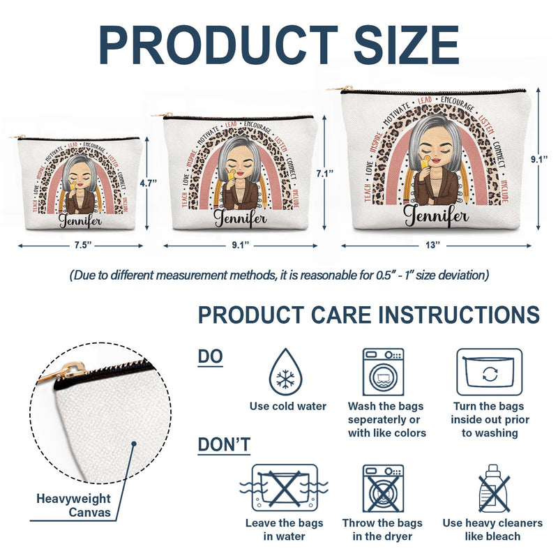 Teach Love Inspire - Gift For Teachers - Personalized Cosmetic Bag