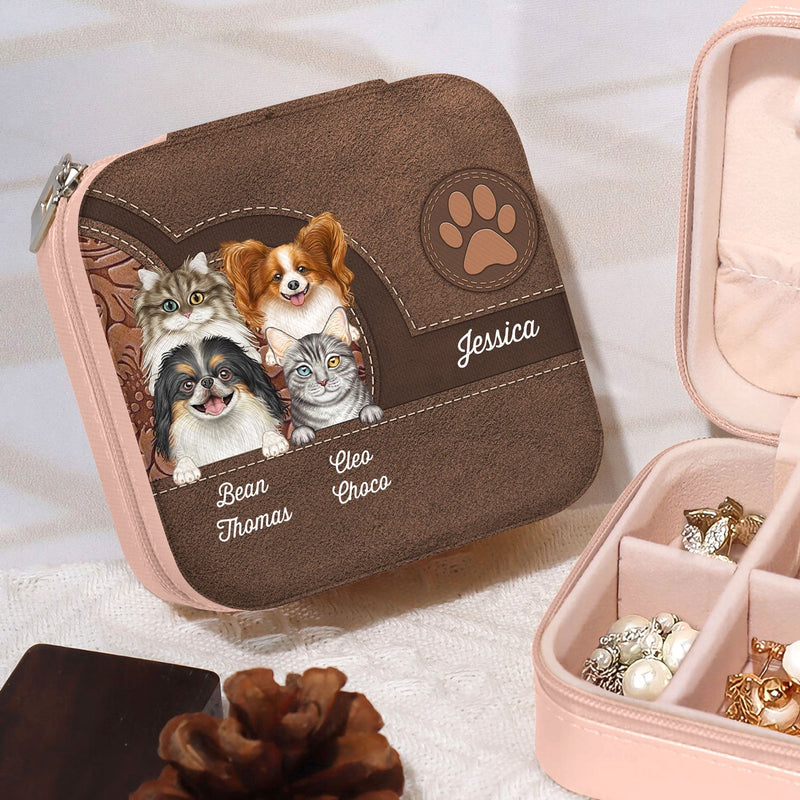 Cute Dogs And Cats Aesthetic Pattern - Birthday, Loving Gift For Pet Lovers, Dog Mom, Cat Mom - Personalized Jewelry Box
