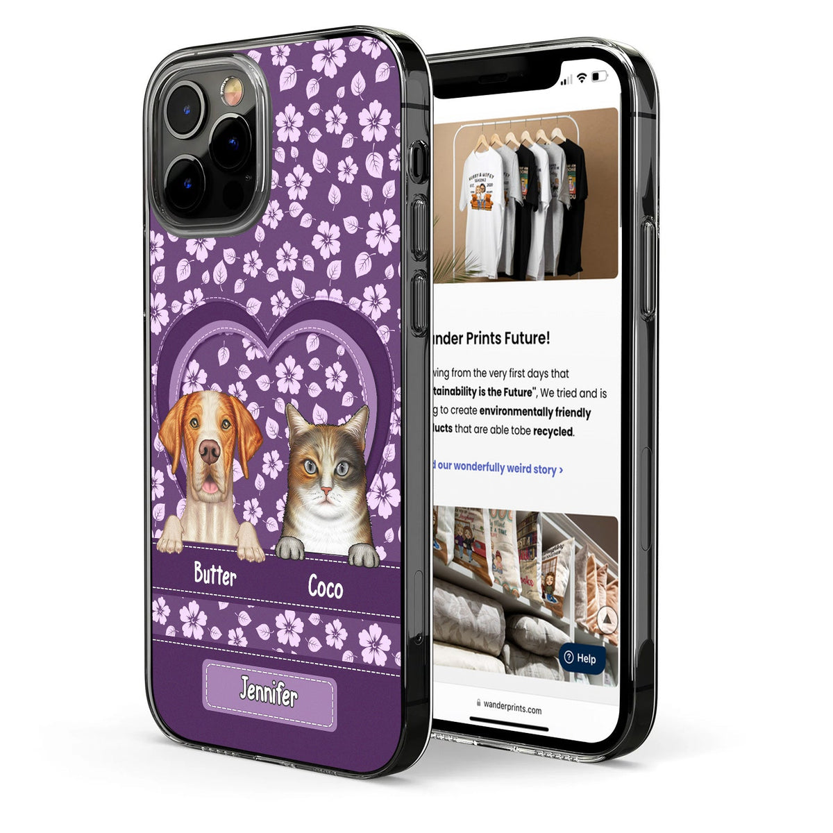 Cute Dogs Cats Floral Pattern - Gift For Pet Lovers, Dog Mom, Cat Mom - Personalized Clear Phone Case