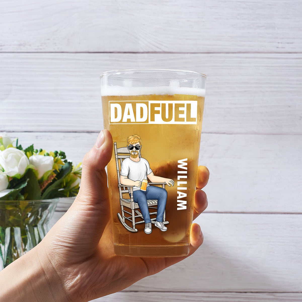 Surviving Fatherhood One Beer At A Time - Gift For Dad, Father - Personalized Beer Glass