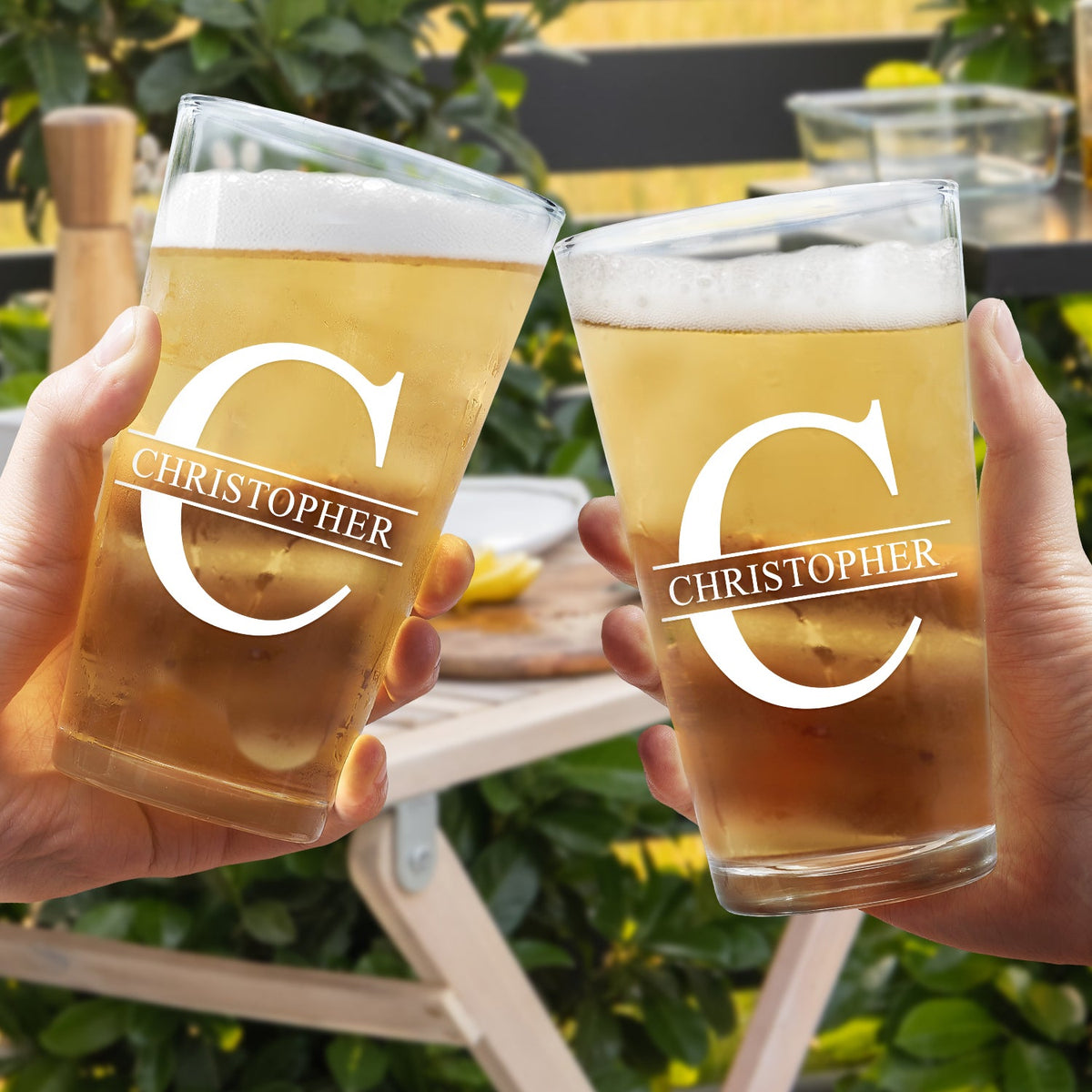 Monogram Name - Gift For Men, Dad, Father, Grandfather, Grandpa, Husband - Personalized Beer Glass