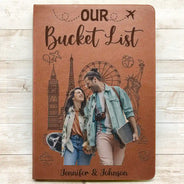 Travel, Gift For Couples, Gift For Husband, Gift For Wife, Gift For Boyfriend, Gift For Girlfriend, Custom Photo - Custom Photo Travel Couple Our Adventure Book - Personalized Leather Journal