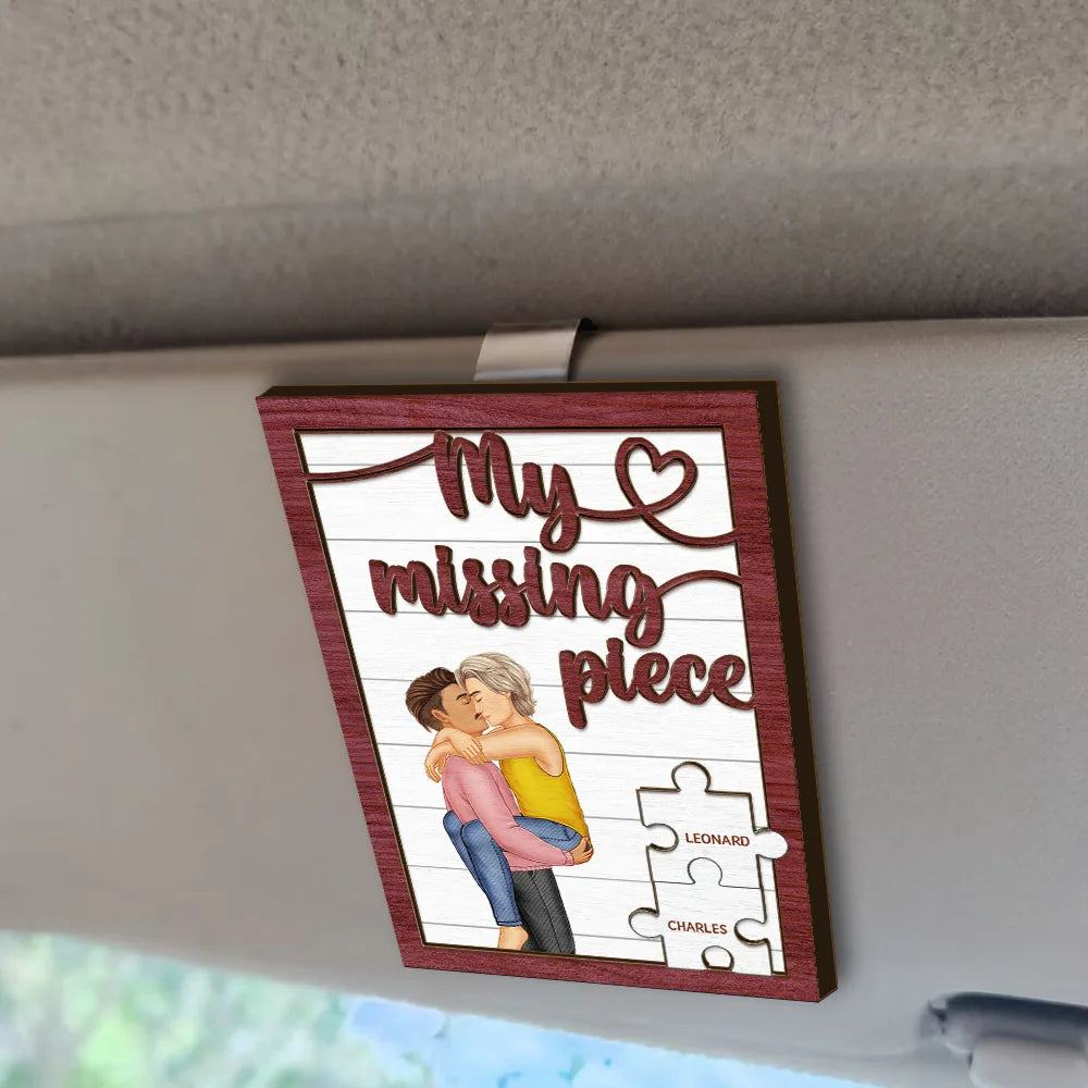 My Missing Piece Kissing Couple - Personalized Custom Shaped Car Visor Clip