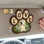 Custom Photo Love Pet Paw - Personalized Custom Shaped Car Visor Clip