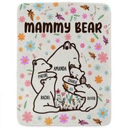 Mama Bear Floral Style - Personalized Fleece Blanket, Sherpa Blanket