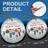 Gifts For Colleagues, Gift For Bestie - Christmas Work Made Us Colleagues - Personalized Circle Glass Ornament