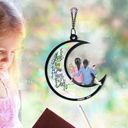 Continue Shopping,Gift For Bestie,Gift For Sisters,Gift For Women,Happy - Besties I Love You To The Moon & Back - Personalized Window Hanging Rainbow Suncatcher