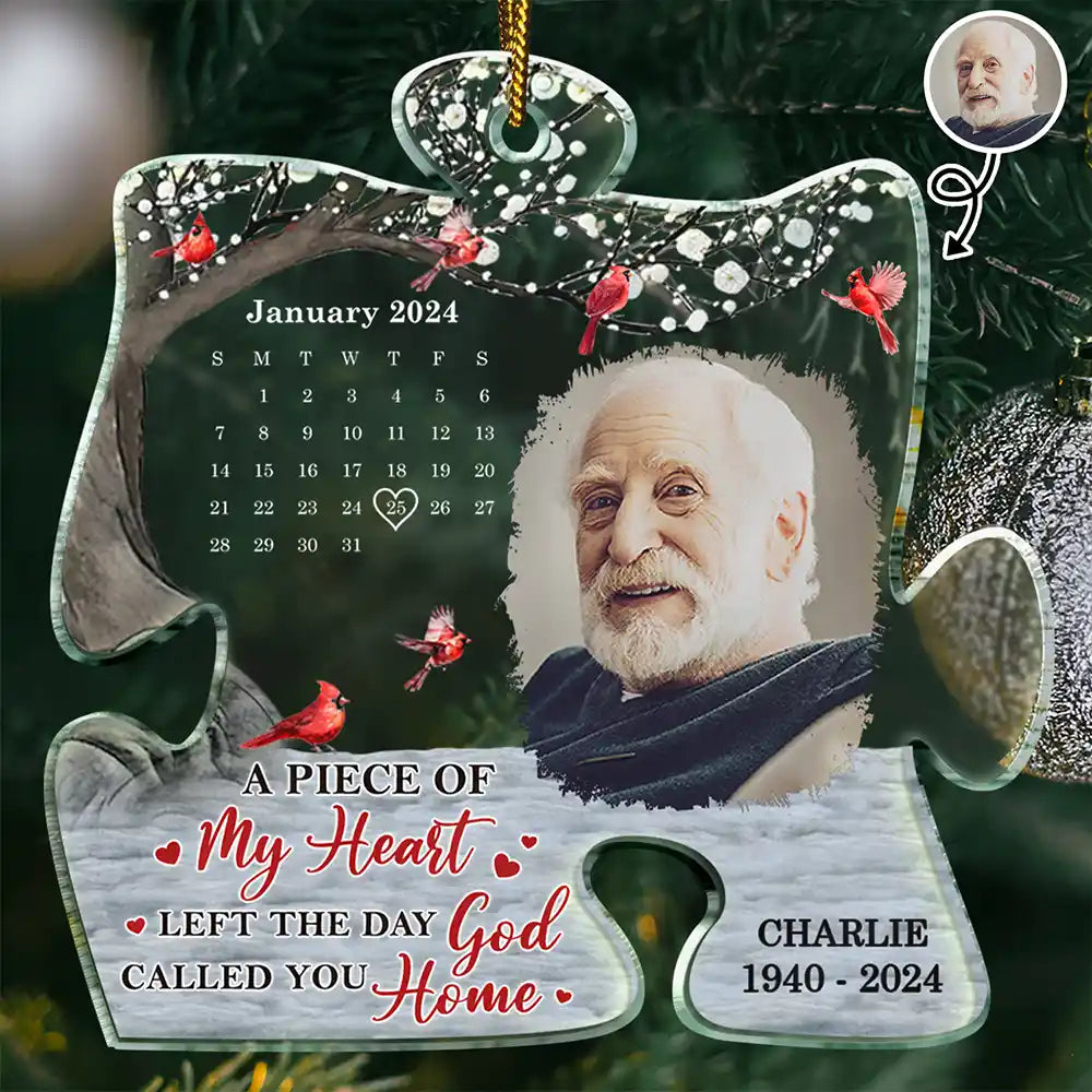 Custom Photo Memorial The Day God Called You Home Calendar - Personalized Custom Shaped Acrylic Ornament