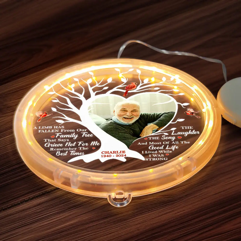 Memorial - Custom Photo Memorial A Limb Has Fallen From Our Family Tree - Personalized LED Pendant Light