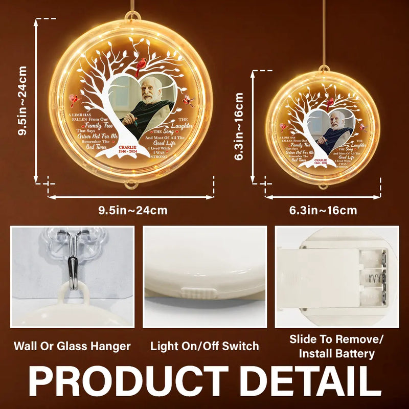 Memorial - Custom Photo Memorial A Limb Has Fallen From Our Family Tree - Personalized LED Pendant Light
