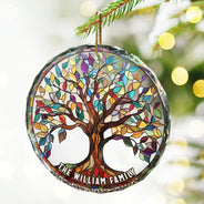 Family - Family Tree Of Life - Personalized Circle Glass Ornament