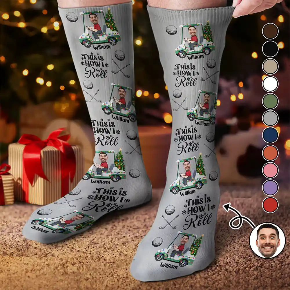Custom Photo This Is How I Roll Golf Cart - Personalized Socks