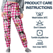 Pet Lovers, Dog Lovers, Cat Lovers - Custom Photo Funny Pet Human Face Plaid Pattern - Personalized Pajama Pants