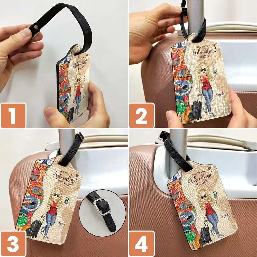 Gift For Yourself,Travel,Gift For Women,Happy - And So The Adventure Begins Travel Lover - Personalised Luggage Tag