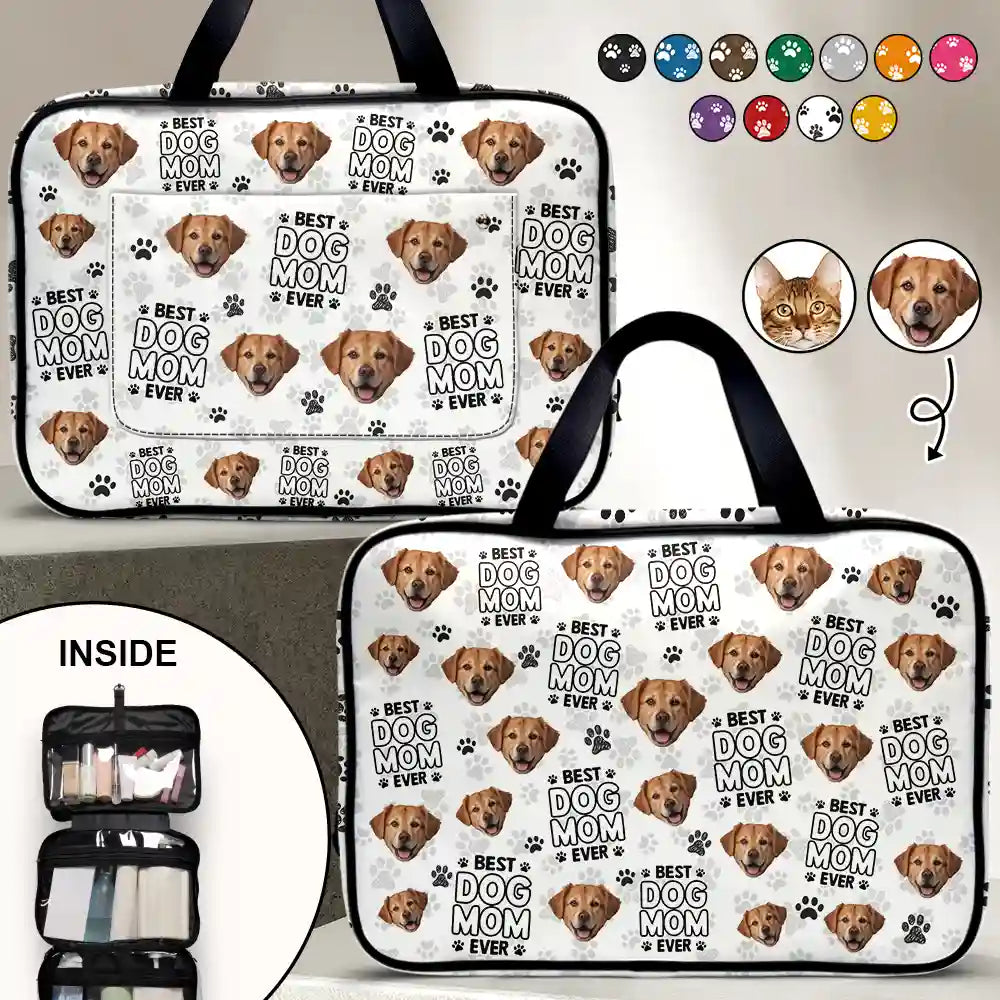 Custom Photo Best Dog Cat Fur Mom Dad Ever - Personalized Toiletry Bag