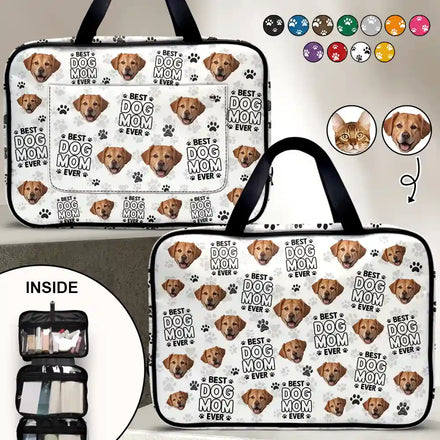 Custom Photo Best Dog Cat Fur Mom Dad Ever - Personalized Toiletry Bag