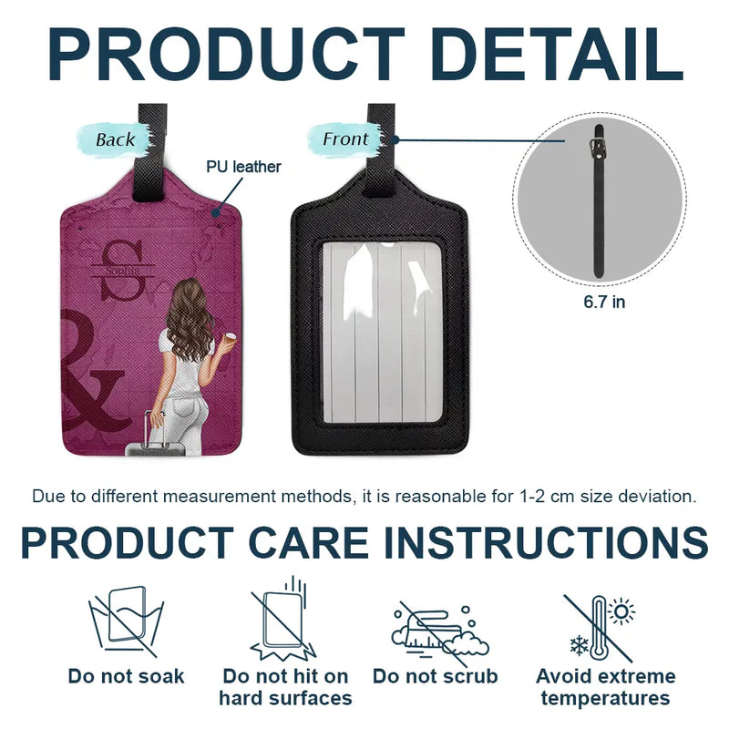 Gift For Couples,Gift For Husband,Gift For Wife,Gift For Boyfriend,Gift For Girlfriend,Travel,Happy - Monogram Travel Couple - Personalized Combo 2 Luggage Tags