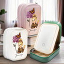 Gift For Yourself, Gift For Women - Birth Month Flower - Personalized Makeup Box With LED Mirror
