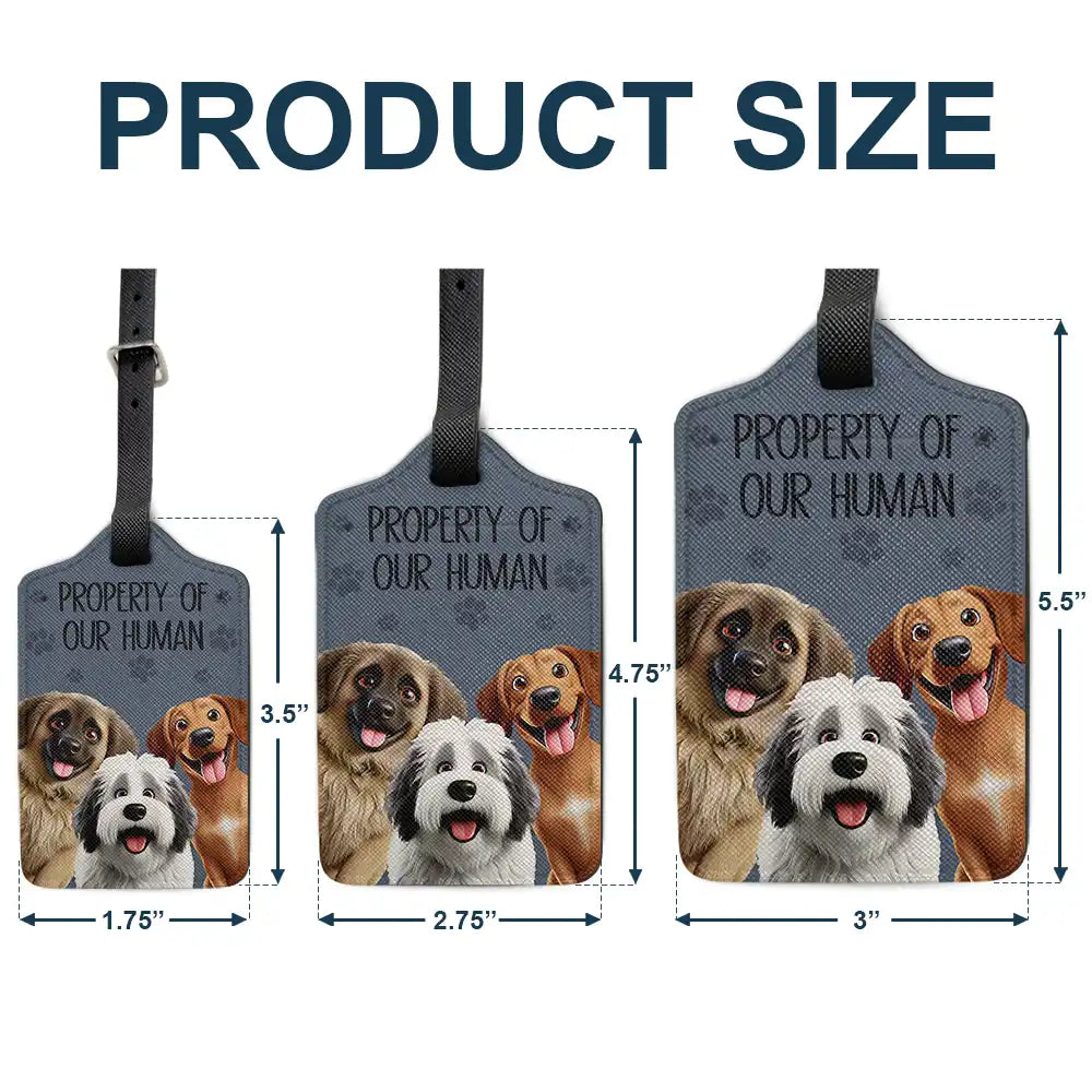 Dog Lovers, Pet Lovers, Travel - Property Of My Human 3D Effect Dogs - Personalized Luggage Tag