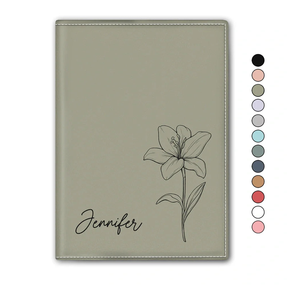 Birth Month Flower - Personalized Passport Cover, Passport Holder