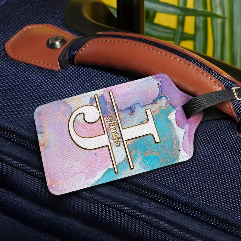 Travel,Gift For Yourself,Gift For Women,Gift For Men - Monogram Name Marble - Personalized Luggage Tag
