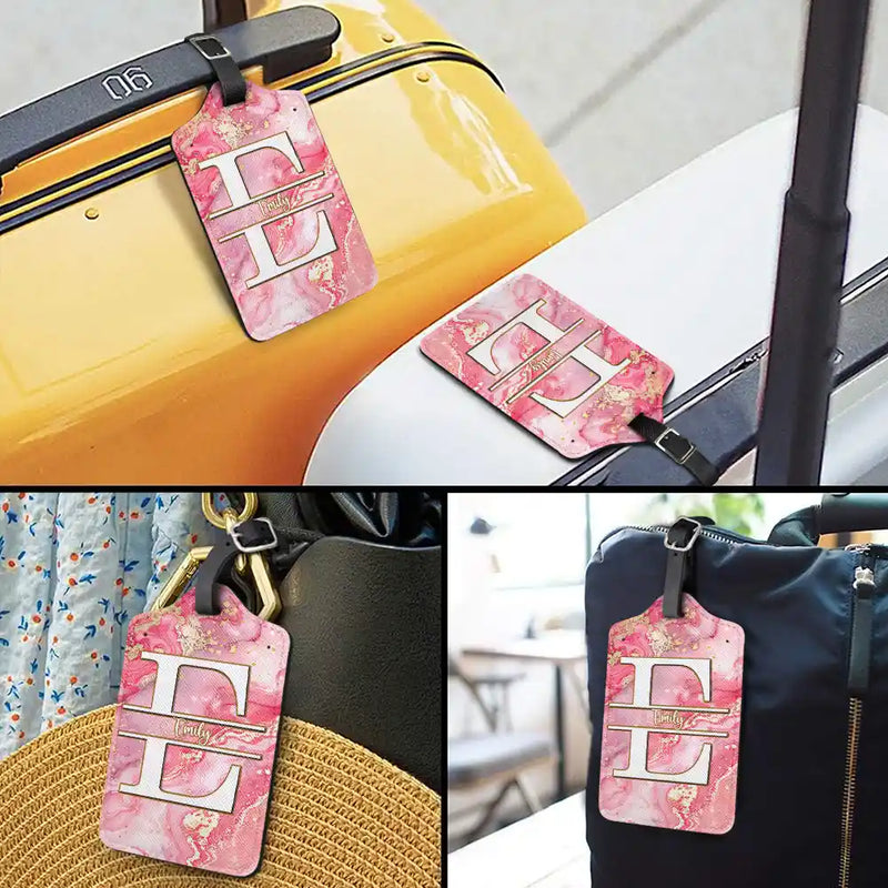 Travel,Gift For Yourself,Gift For Women,Gift For Men - Monogram Name Marble - Personalized Luggage Tag