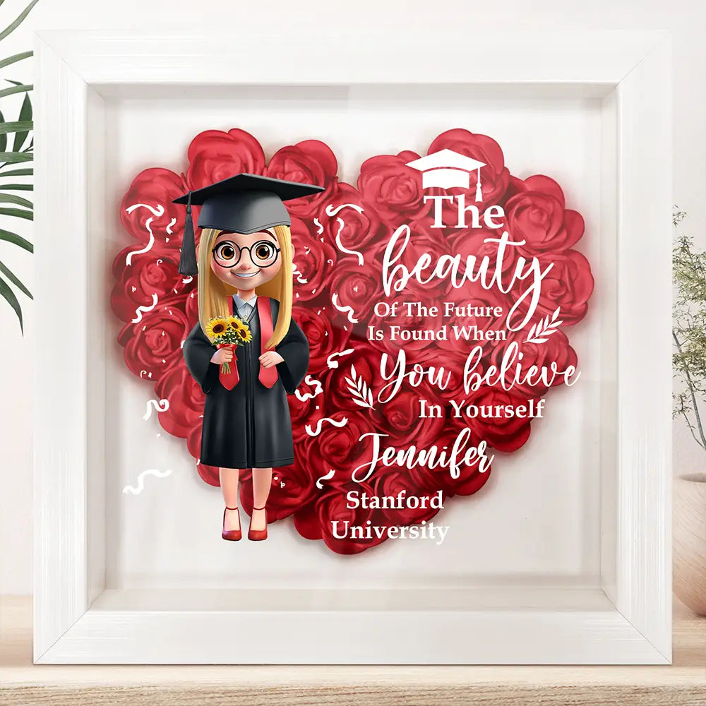 Graduation Celebration The Beauty Of The Future 3D Effect - Personalized Flower Shadow Box
