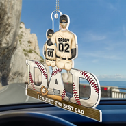 Baseball,Gift For Father,Sport Dad,Dad - Children,Happy - Baseball Dad We Hit A Homerun Scoring As Our Dad - Personalized Acrylic Car Hanger
