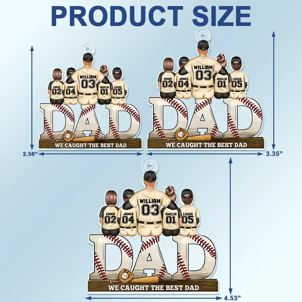 Baseball,Gift For Father,Sport Dad,Dad - Children,Happy - Baseball Dad We Hit A Homerun Scoring As Our Dad - Personalized Acrylic Car Hanger