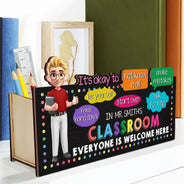 Teacher - In Teacher Classroom It's Okay To Be Yourself - Personalized Wooden Pen Pencil Holder