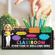 Teacher - In Teacher Classroom It's Okay To Be Yourself - Personalized Wooden Pen Pencil Holder