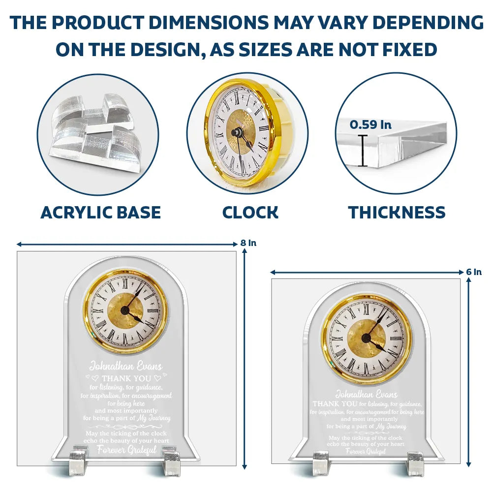 Retirement, Gifts For Colleagues, Happy - Thank You For Listening, For Guidance - Personalized Acrylic Desk Clock