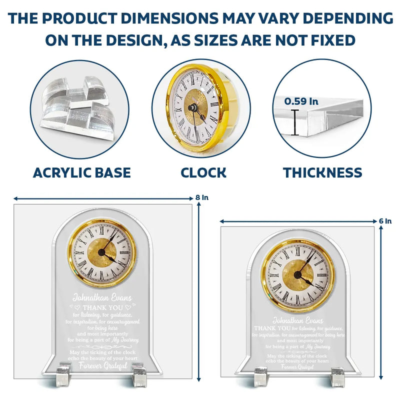 Retirement, Gifts For Colleagues, Happy - Thank You For Listening, For Guidance - Personalized Acrylic Desk Clock