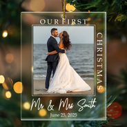 Custom Photo,Christmas,Gift For Couples,Family,New baby,Love - Custom Photo First Christmas Together - Personalized Custom Shaped Acrylic Ornament