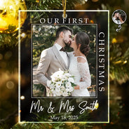 Custom Photo,Christmas,Gift For Couples,Family,New baby,Love - Custom Photo First Christmas Together - Personalized Custom Shaped Acrylic Ornament