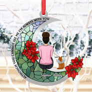 Pet Lovers,Love,Memorial,Christmas - Pet Memorial Stained Glass Moon - Personalized Metal Ornament