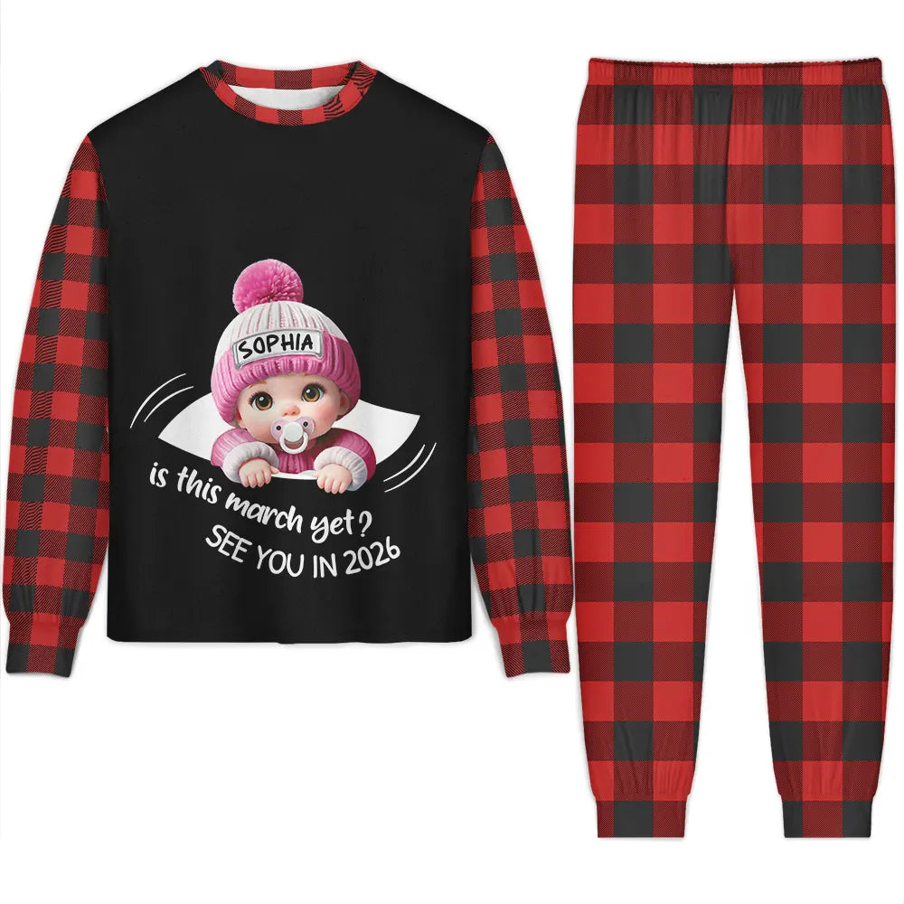 Baby Expecting Christmas On The Inside See You In - Personalized Unisex Pajamas Set