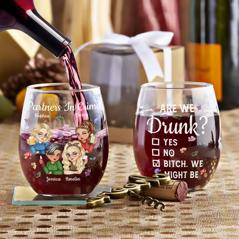 Gift For Bestie - Just Remember If We Get Caught Funny 3D Bestie - Personalized Stemless Wine Glass