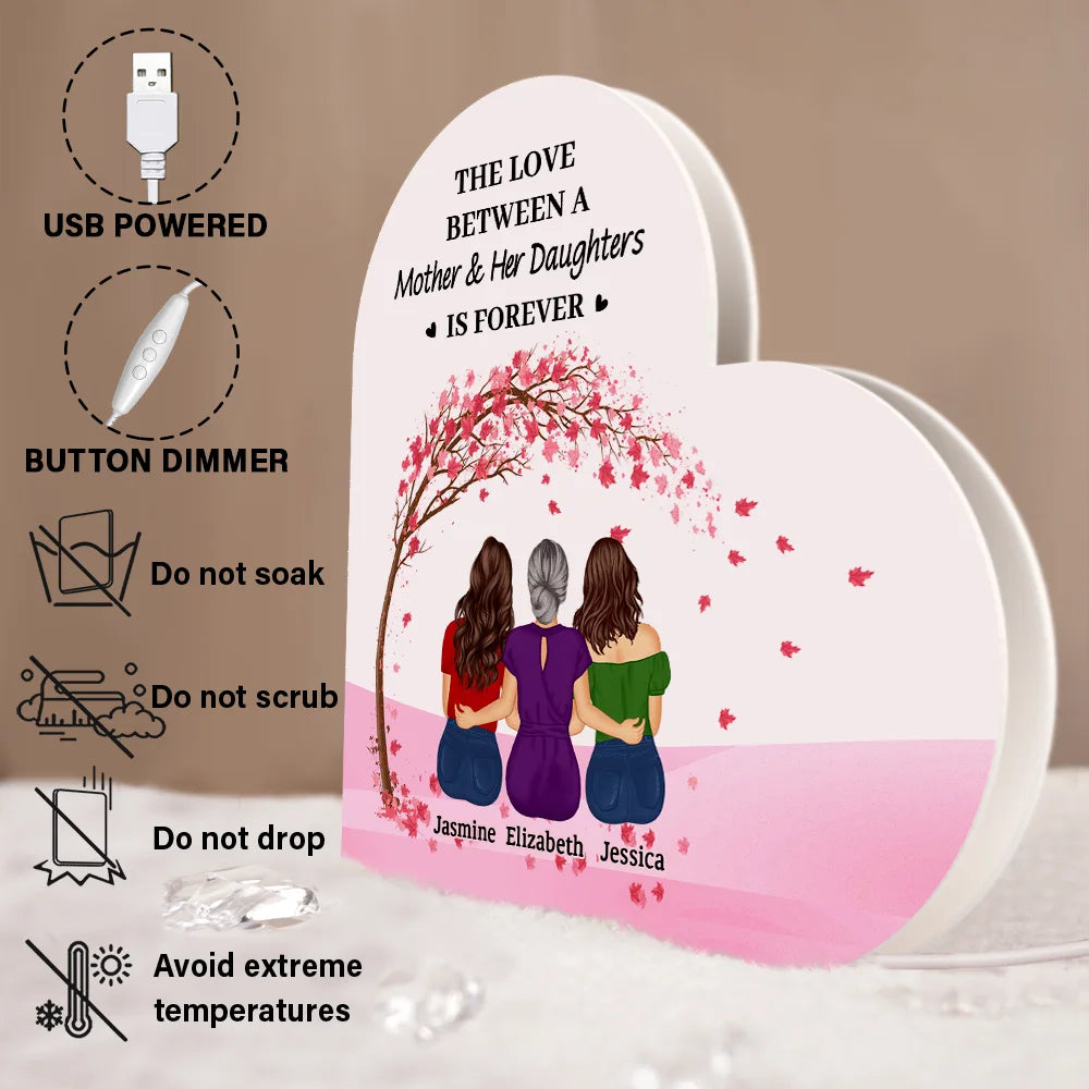 Gift For Women,Gift For Mother,Single Mom, Daughters,Sons,Children,Love - The Love Between A Mother & Her Daughters Sons - Personalized Custom Shaped Light Box