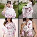 Gift For Mother,Gift For Grandma,Gift For Women,Love - Custom Photo Pencil Sketch Mom Grandma And Kid - Personalized Lightweight Soft Shawl