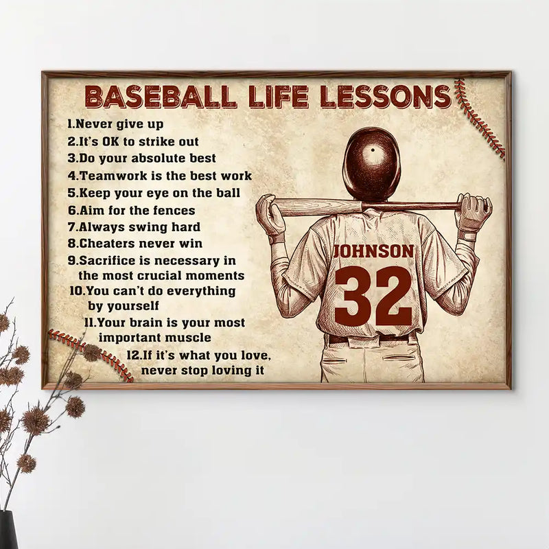 Custom Photo,Baseball,Gift For Yourself,Happy,Photo - Pencil Sketch - Custom Photo Pencil Sketch Baseball Life Lesson Baseball Lovers - Personalized Poster