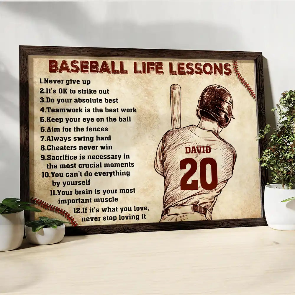 Custom Photo,Baseball,Gift For Yourself,Happy,Photo - Pencil Sketch - Custom Photo Pencil Sketch Baseball Life Lesson Baseball Lovers - Personalized Poster