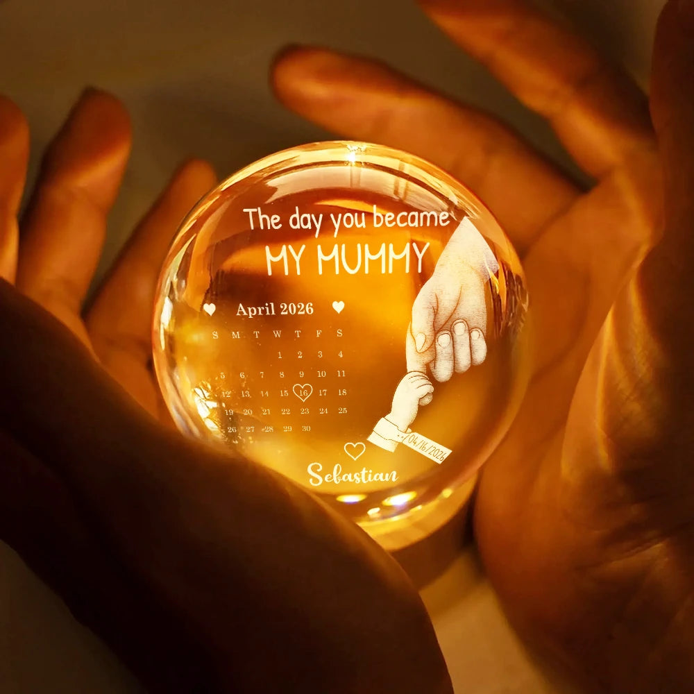 Calendar,Icon,Gift For Mother,New Mom,New baby,Happy - Calendar Our First Mother's Day The Day You Became My Mom - Personalized Crystal Globe Lamp