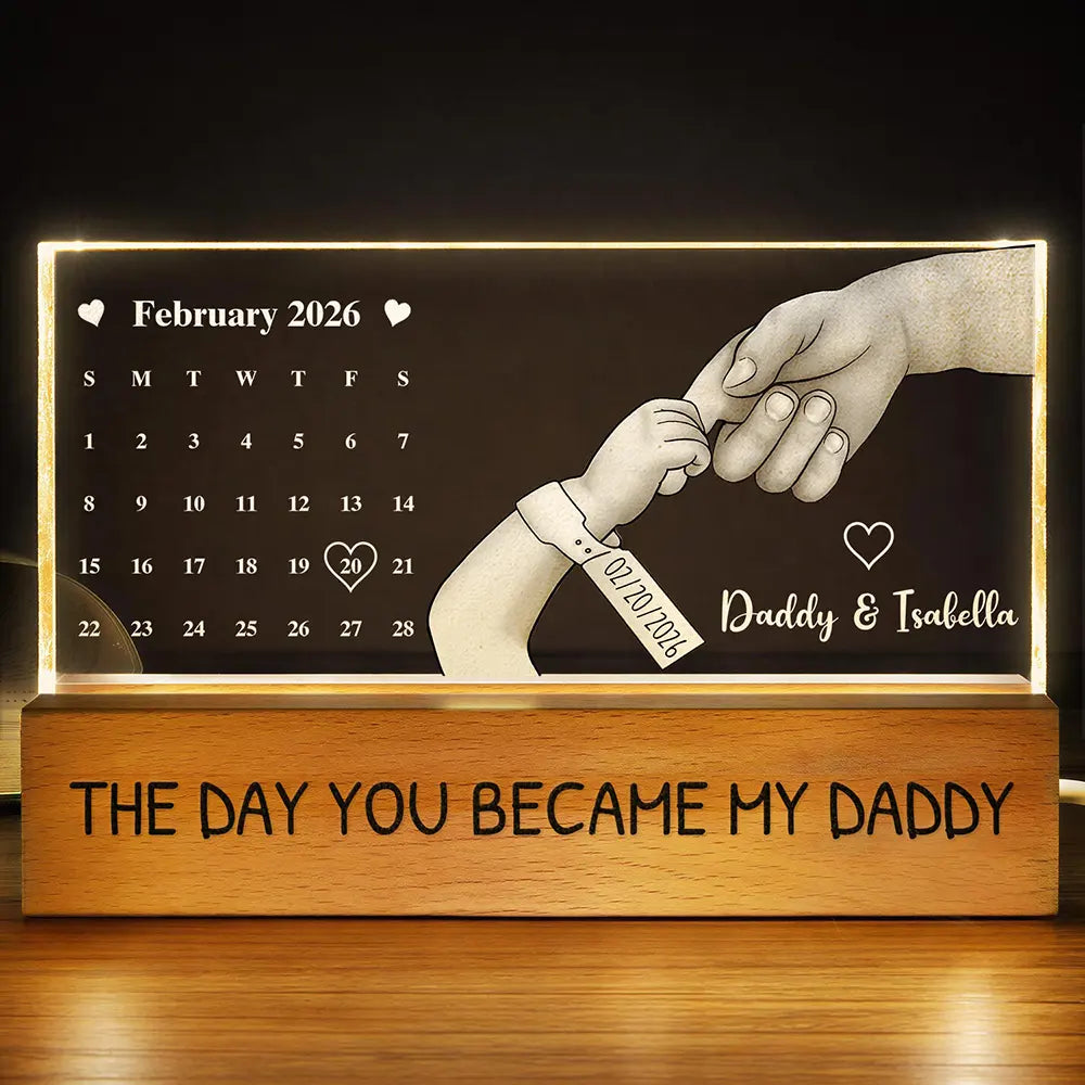 New Dad,New Mom,New baby,Gift For Father,Gift For Mother - Calendar The Day You Became My Dad Mom - Personalized Rectangle LED Light