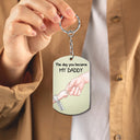 Gift For Father,New Dad,New baby,Photo - Pencil Sketch (Bold),Vector,Adorable - Custom Photo Bold Sketch The Day You Became My Mom Dad - Personalized Aluminum Keychain