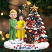Adorable,America 250th,Christmas,Gift For Mother,Gifts For Her,New Mom,Vector - Baby's First Christmas Expecting Mom Gift - Personalized A250 Acrylic Ornament