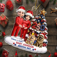 Adorable,America 250th,Christmas,Gift For Mother,Gifts For Her,New Mom,Vector - Baby's First Christmas Expecting Mom Gift - Personalized A250 Acrylic Ornament