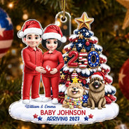 Adorable,America 250th,Christmas,Gift For Mother,Gifts For Her,New Mom,Vector - Baby's First Christmas Expecting Mom Gift - Personalized A250 Acrylic Ornament