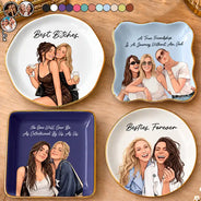 Afro Besties,Art Design,Christmas,Custom Photo,Gift For Bestie,Humorous,Photo - Semi Realistic Portrait,Top Market - Just Because Birthday Gift For Best Friend - Personalized Custom Photo Ring Dish