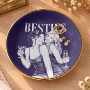 Afro Besties,Art Design,Christmas,Custom Photo,Gift For Bestie,Photo - Pencil Sketch - Dark BG,Sentimental,Top Market - Just Because Gift For Best Friend - Personalized Custom Photo Pencil Sketch Ring Dish